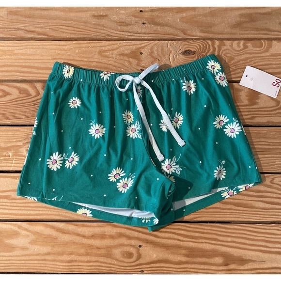 NWT SO 2 Piece Pajama Set Small Women’s Green Floral Shirt & Shorts MSRP $32 - Picture 7 of 12